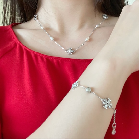 Tory Burch Jewelry - Tory Burch Silver Kira Pearl-Chain Necklace